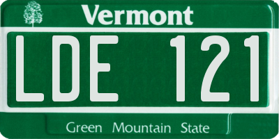 VT license plate LDE121