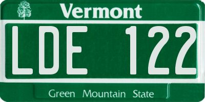 VT license plate LDE122