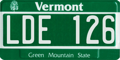 VT license plate LDE126