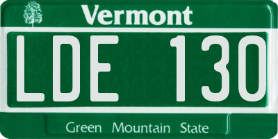 VT license plate LDE130