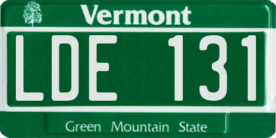 VT license plate LDE131