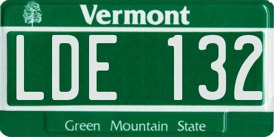 VT license plate LDE132