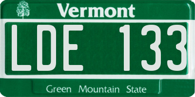 VT license plate LDE133