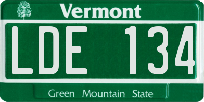 VT license plate LDE134