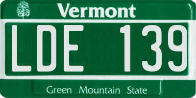 VT license plate LDE139