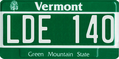 VT license plate LDE140