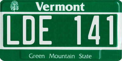 VT license plate LDE141