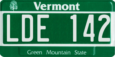 VT license plate LDE142