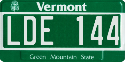 VT license plate LDE144