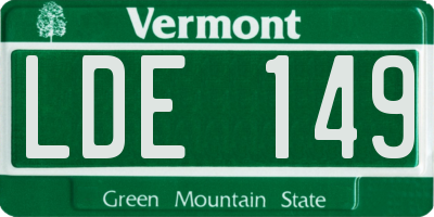 VT license plate LDE149
