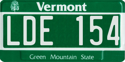 VT license plate LDE154