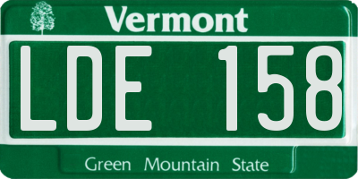 VT license plate LDE158
