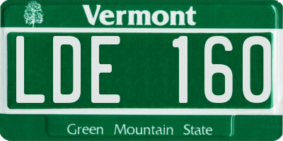 VT license plate LDE160