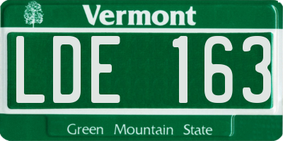 VT license plate LDE163