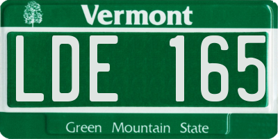 VT license plate LDE165