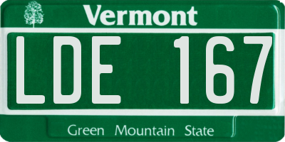 VT license plate LDE167