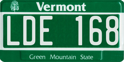 VT license plate LDE168
