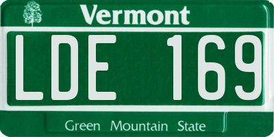 VT license plate LDE169