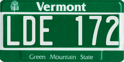 VT license plate LDE172