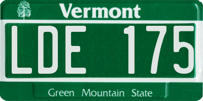 VT license plate LDE175