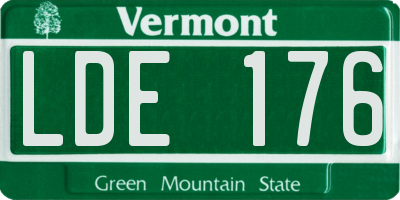 VT license plate LDE176