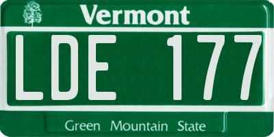VT license plate LDE177