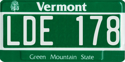 VT license plate LDE178