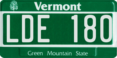 VT license plate LDE180