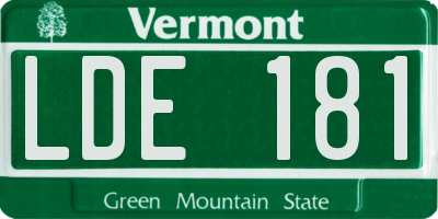 VT license plate LDE181