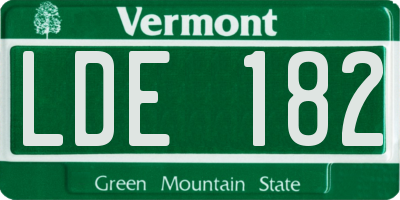 VT license plate LDE182