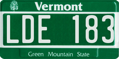 VT license plate LDE183