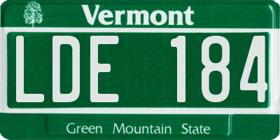 VT license plate LDE184