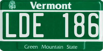 VT license plate LDE186