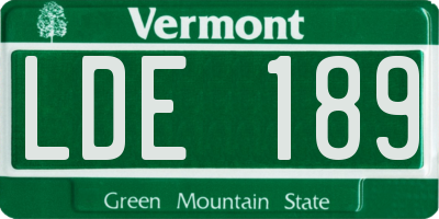 VT license plate LDE189