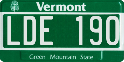 VT license plate LDE190