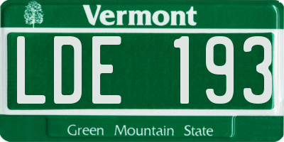 VT license plate LDE193