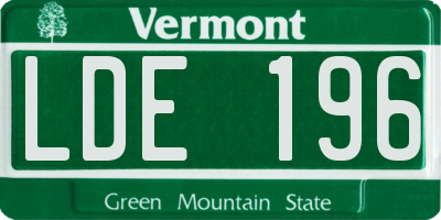 VT license plate LDE196