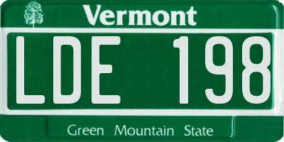 VT license plate LDE198