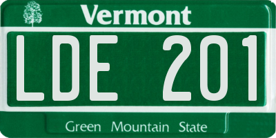 VT license plate LDE201