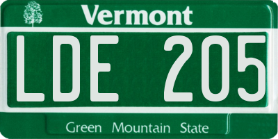 VT license plate LDE205