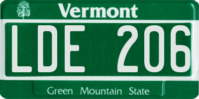 VT license plate LDE206