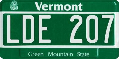 VT license plate LDE207