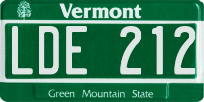 VT license plate LDE212