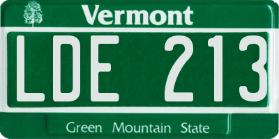 VT license plate LDE213