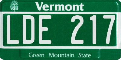 VT license plate LDE217