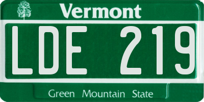 VT license plate LDE219
