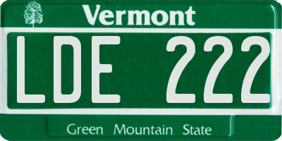 VT license plate LDE222