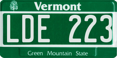 VT license plate LDE223