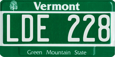 VT license plate LDE228