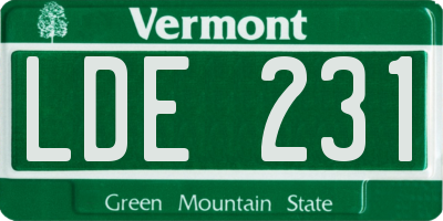 VT license plate LDE231